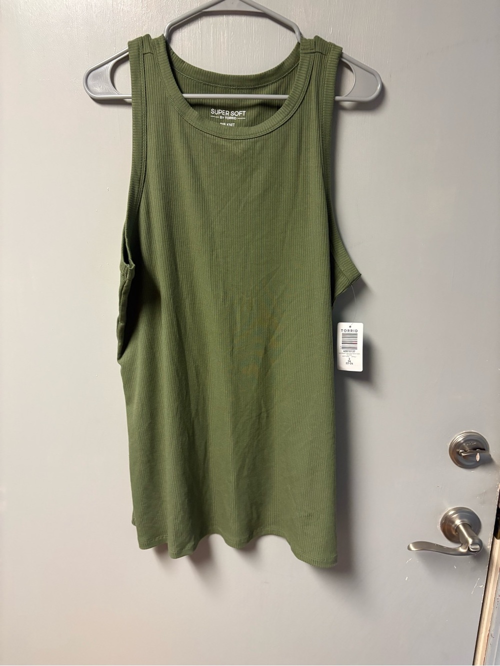 Torrid Supersoft Knit Olive Green Ribbed Tank Top - NEW - size 3x (22/24)
